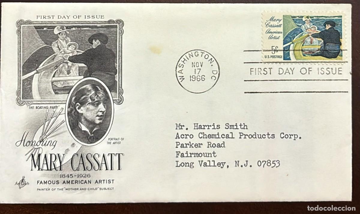 Sellos: TS) 1966 UNITED STATES, FDC, COVER SENT FROM WASHINGTON TO NEW JERSEY,PAINTING THE DEPARTURE OF THE
