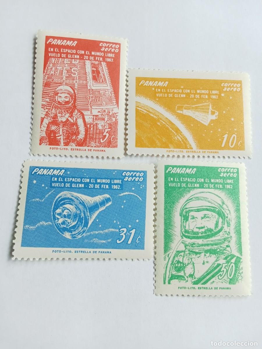 Sellos: SELLOS PANAM&Aacute;, A&Ntilde;O 1962, SERIE COMPLETA, VUELO DE GLEN, CORREO A&Eacute;REO.