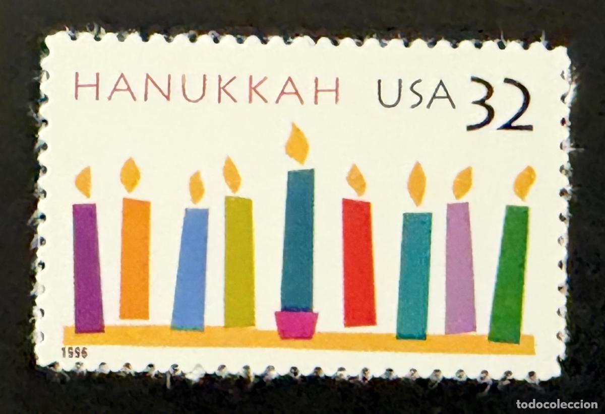Sellos: EE.UU. 1996 Mi. 2794 emisi&oacute;n conjunta Hanukkah menor&aacute; velas
