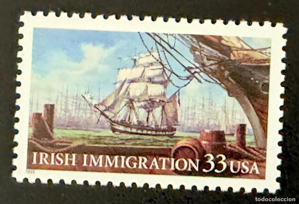 Sellos: EE.UU. 1999 Mi. 3092 emisi&oacute;n conjunta inmigraci&oacute;n irlandesa barco