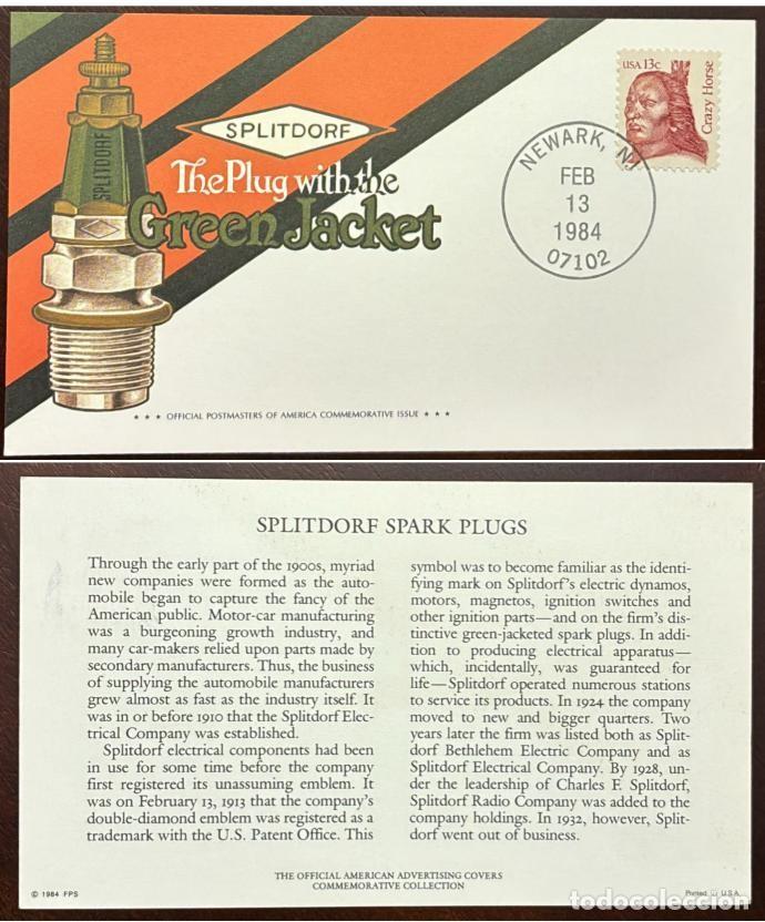 Sellos: MI) 1984, UNITED STATES, &rdquo;SPLITDORF ELECTRIC COMPANY&rdquo; COLLECTOR'S COVER FEATURING A STAMP DEPICTING