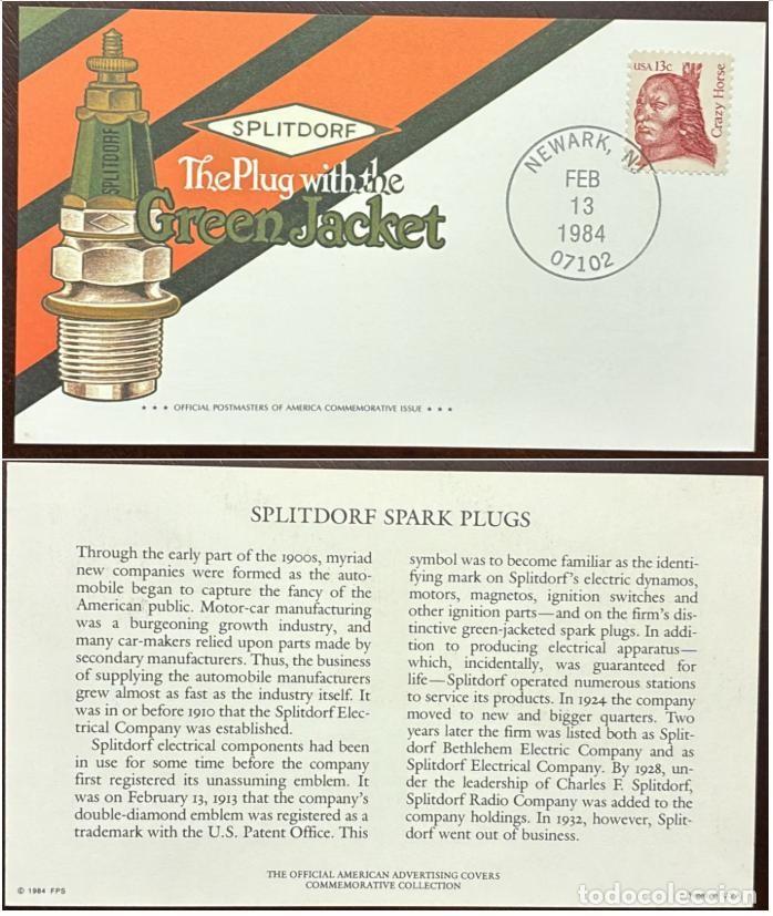 Sellos: MI) 1984, ESTADOS UNIDOS, CUBIERTA CONMEMORATIVA DE LA COMPA&Ntilde;IA SPLITDORF ELECTRICAL COMPANY FUNDADA