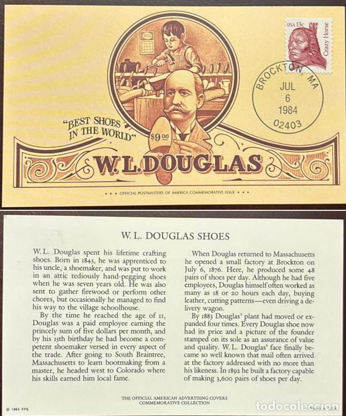 Sellos: MI) 1984, UNITED STATES, COMMEMORATIVE COVER HONORING THE W.L. DOUGLAS SHOES COMPANY AND ITS FOUNDER