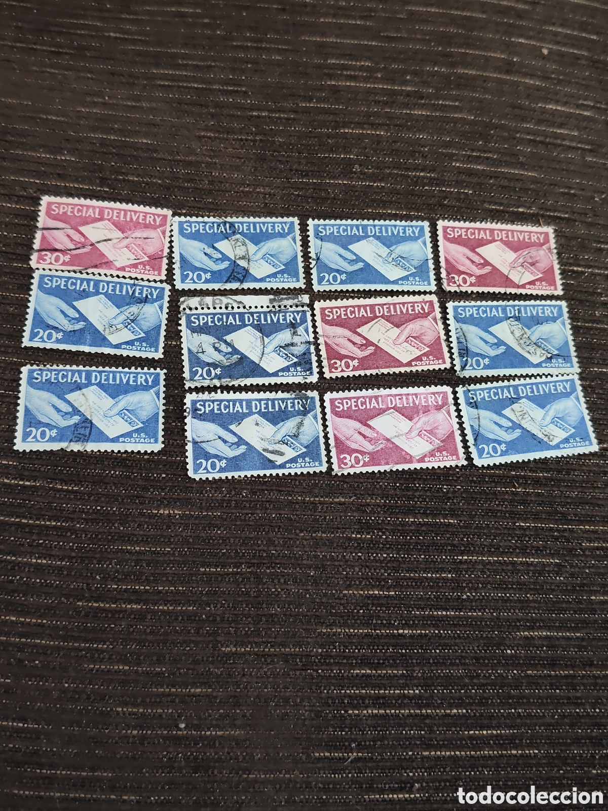 Sellos: 12 sellos de Estados Unidos Entrega Especial 1957
