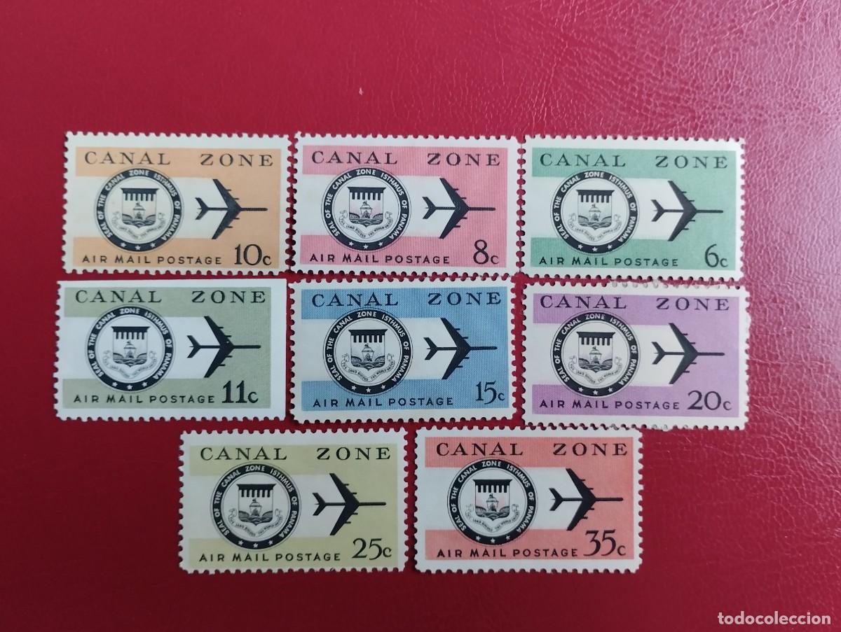 Sellos: SELLOS DE LA ZONA DEL CANAL DE PANAM&Aacute; SCOTT#42/49,S SIN GOMA, A&Ntilde;O 1965, CORREO A&Eacute;REO.