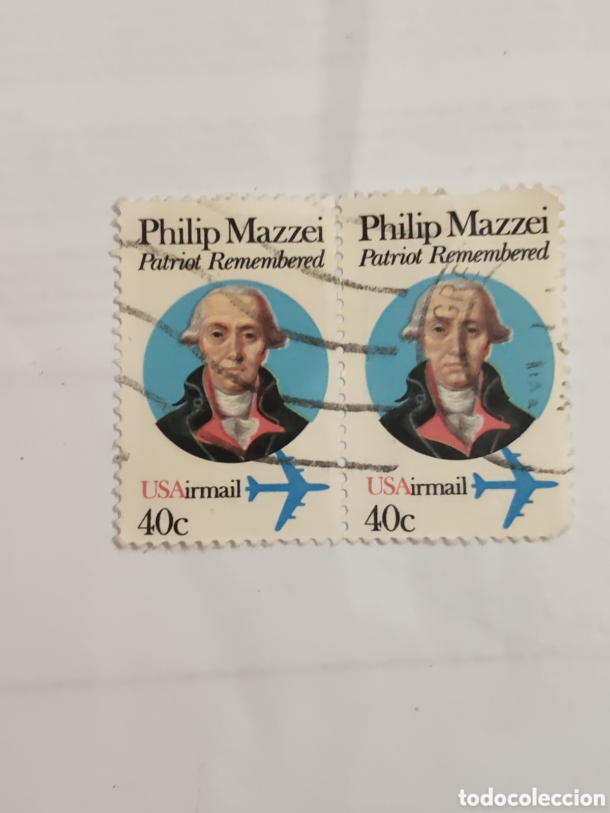 Sellos: Bloque de Estados Unidos Philip Massei m&eacute;dico fil&oacute;sofo y promotor de la causa revoluvionaria 1980
