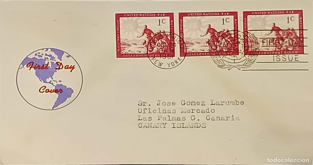 Sellos: TS) 1951, UNITED STATES, FIRST DAY OF ISSUE POSTAL STATIONERY, FROM NEW YORK TO LAS PALMAS DE GRAN C