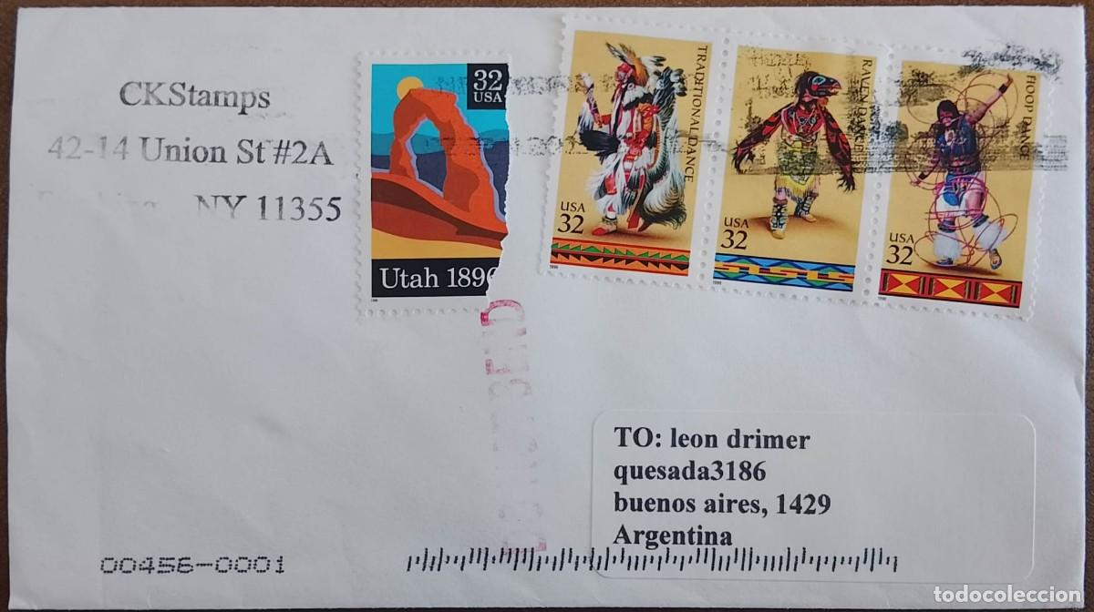 Sellos: TS) 1996 UNITED STATES, COVER SENT FROM NEW YORK TO BUENOS AIRES,DANCES OF THE INDIGENOUS PEOPLES OF