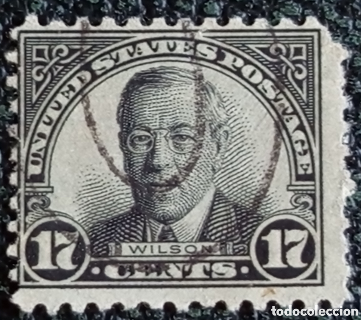 Sellos: USA 1925 Woodrow Wilson 17 Cents Negro Usado Scott 623 Michel 302