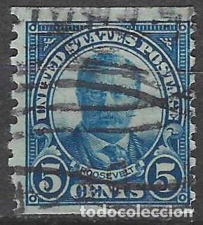 Stamps: ESTADOS UNIDOS 1922 - THEODORE ROOSEVELT, AZUL, DENTADO VERTICAL - USADO