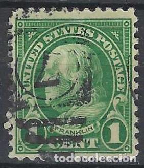 Sellos: ESTADOS UNIDOS 1923 - BENJAM&Iacute;N FRANKLIN, VERDE - USADO