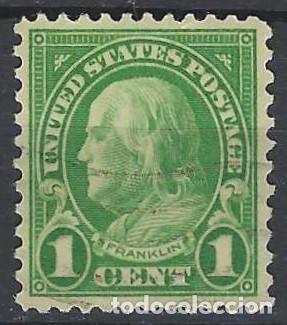 Sellos: ESTADOS UNIDOS 1923 - BENJAM&Iacute;N FRANKLIN, VERDE - USADO