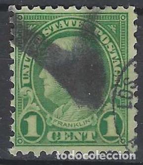 Sellos: ESTADOS UNIDOS 1923 - BENJAM&Iacute;N FRANKLIN, VERDE - USADO