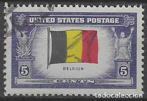 Sellos: ESTADOS UNIDOS 1943 - 2&ordf; GM, PA&Iacute;SES OCUPADOS POR EL EJE, B&Eacute;LGICA - USADO
