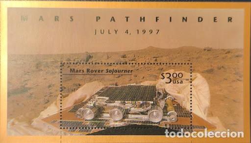 Timbres: Hoja Bloque EE.UU. / USA 1997 - Mars Pathfinder / Mars Rover Sojourner $3.00 MNH Espacio