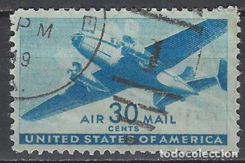Sellos: ESTADOS UNIDOS 1941-44 - CORREO A&Eacute;REO, AZUL - USADO
