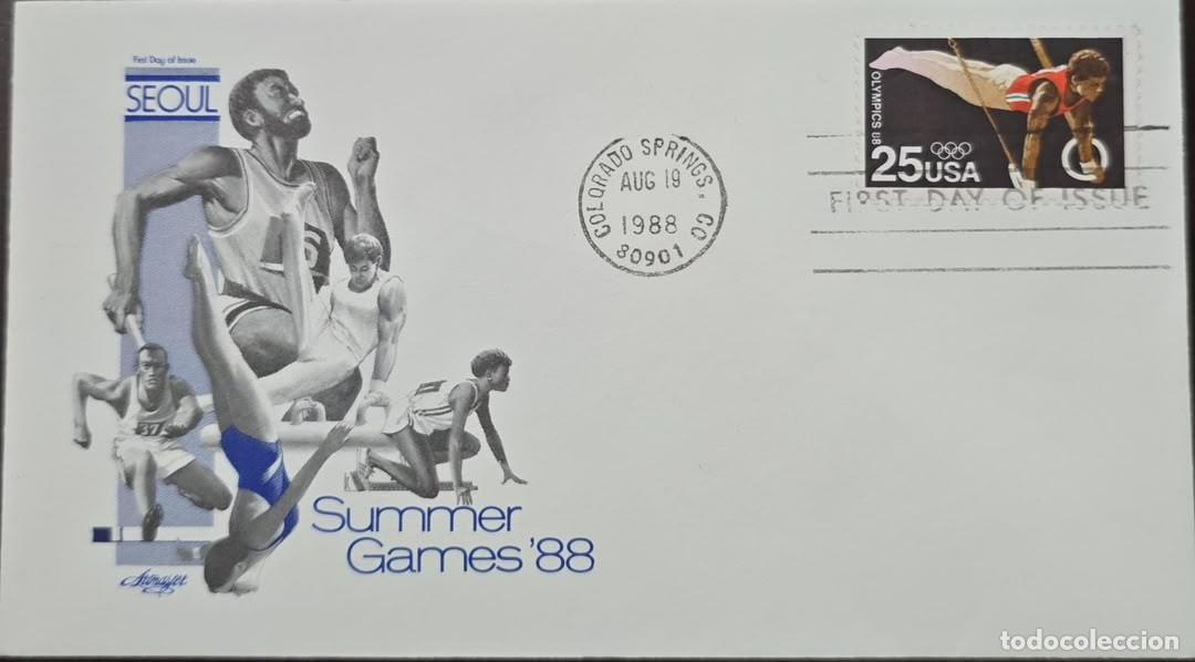 Timbres: MI) 1988 UNITED STATES, FDC, CANCELLATION STAMP,SUMMER OLYMPIC GAMES SEOUL '88,XF.