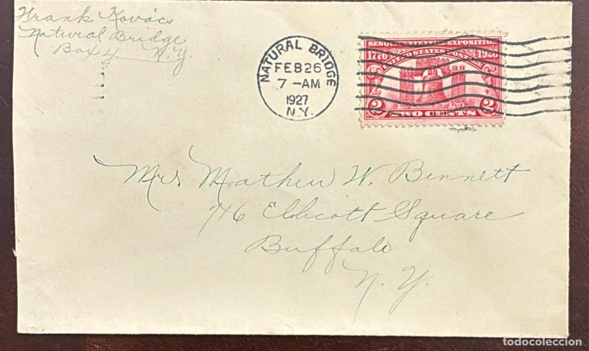 Timbres: MI) 1927 UNITED STATES, SILENT CANCELLATION, COVER SENT FROM NATURAL BRIDGE TO BUFFALO,150TH ANNIVER