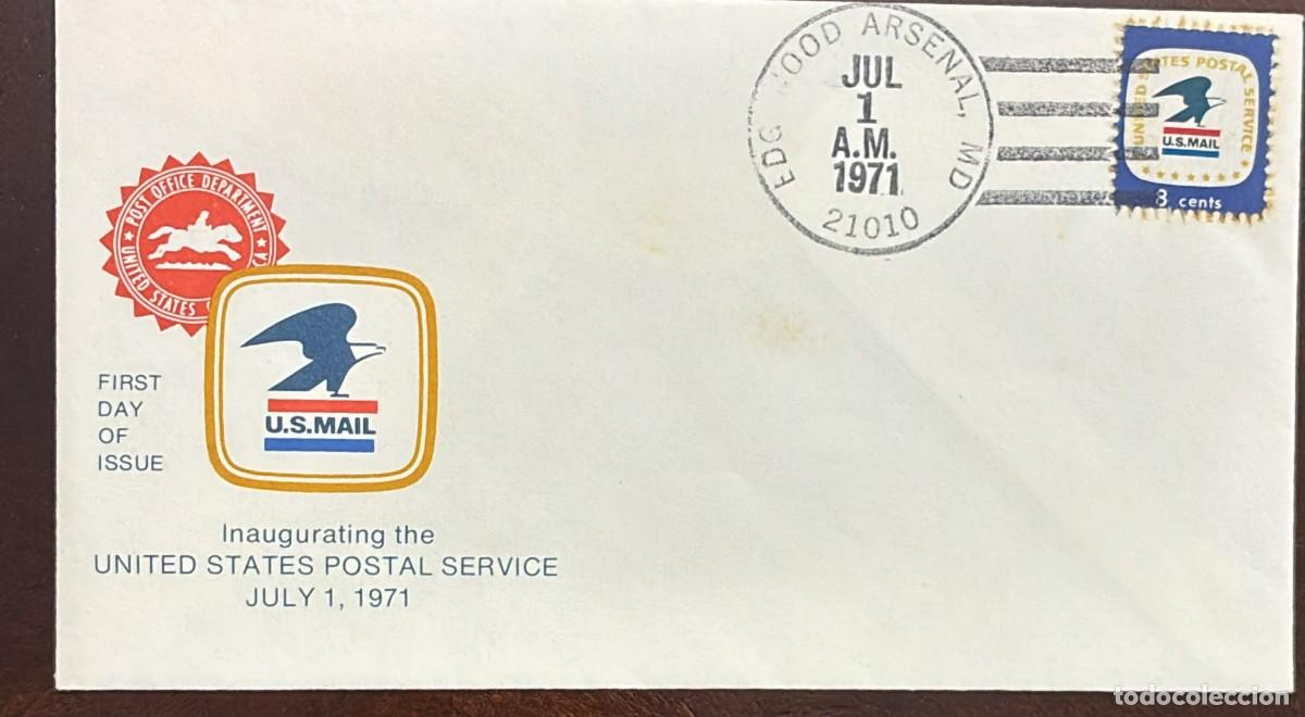 Timbres: MI) 1971 UNITED STATES, SILENT CANCELLATION, AIRMAIL,EMBLEM OF THE NATIONAL POSTAL SERVICE,XF.