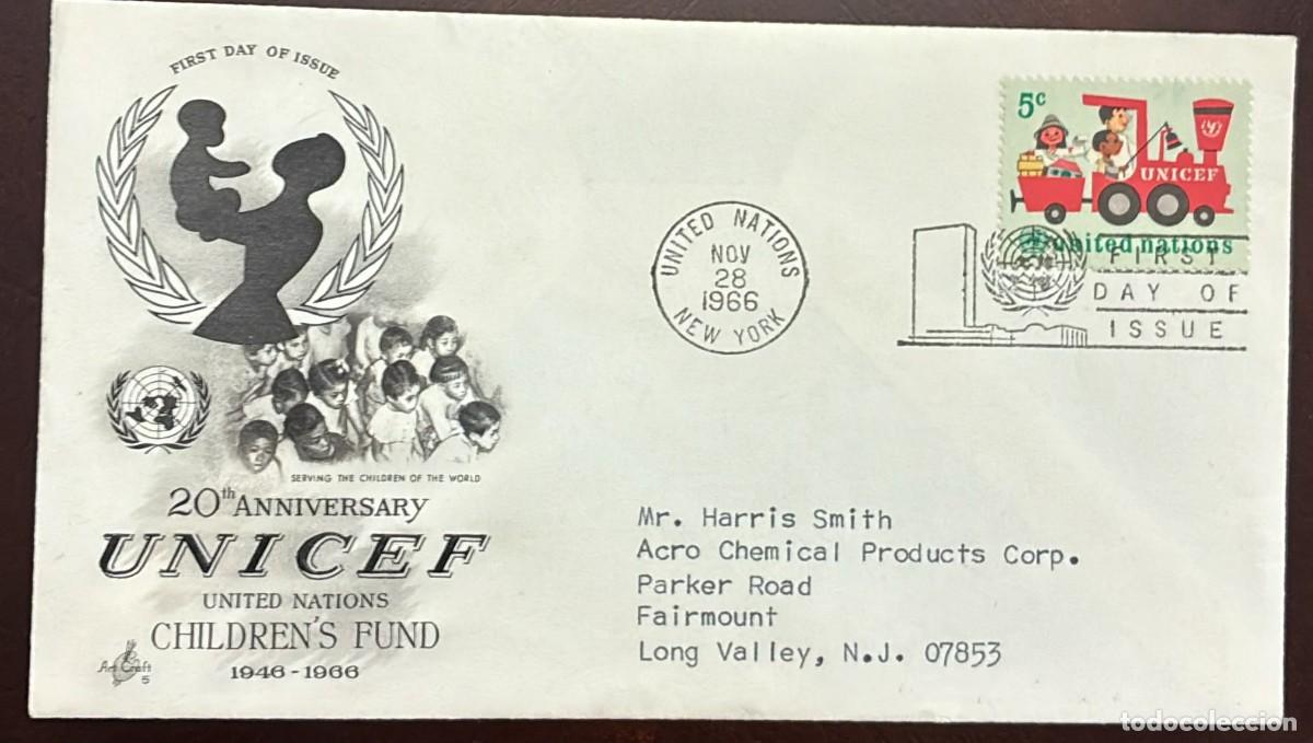 Timbres: MI) 1966 UNITED STATES, FDC,20TH ANNIVERSARY OF THE UNITED NATIONS CHILDREN'S FUND,VF.