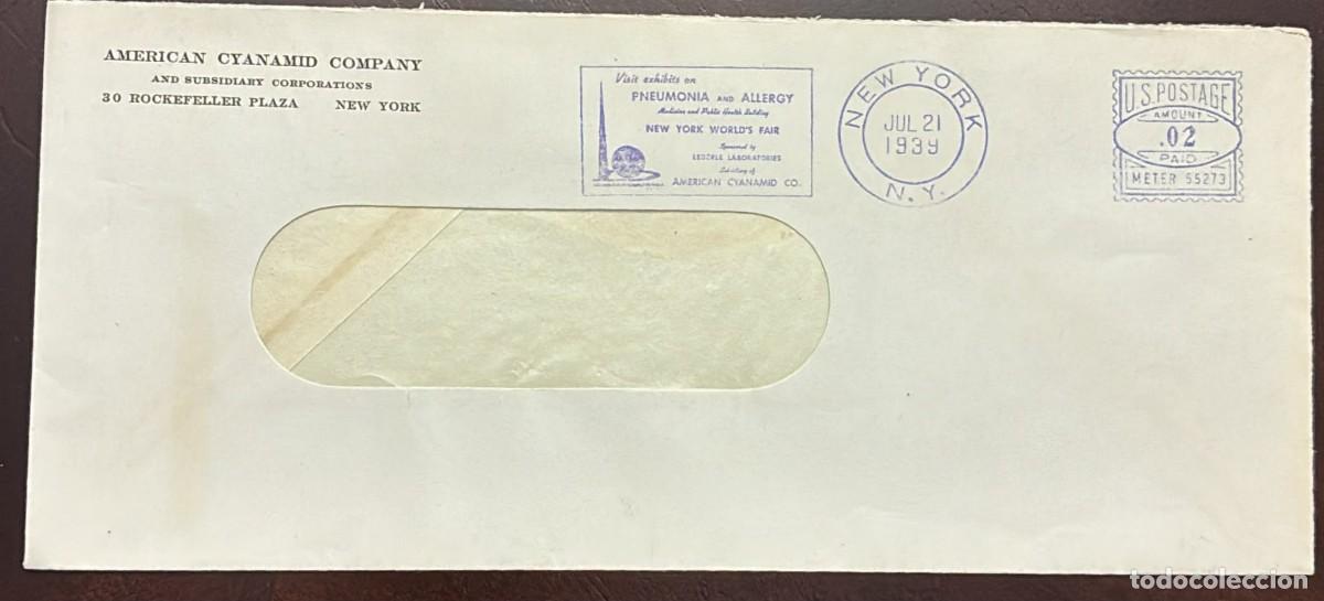 Timbres: MI) 1939 UNITED STATES, MECHANICAL POSTAGE, CIRCULATED IN NEW YORK,PNEUMONIA AND ALLERGY IN THE MEDI