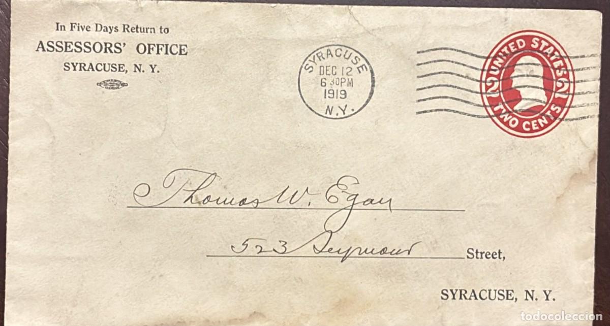 Timbres: MI) 1919 UNITED STATES,POSTAL STATIONARY, SILENT CANCELLATION, NEW YORK CIRCULATED,WITH GEORGE WASHI