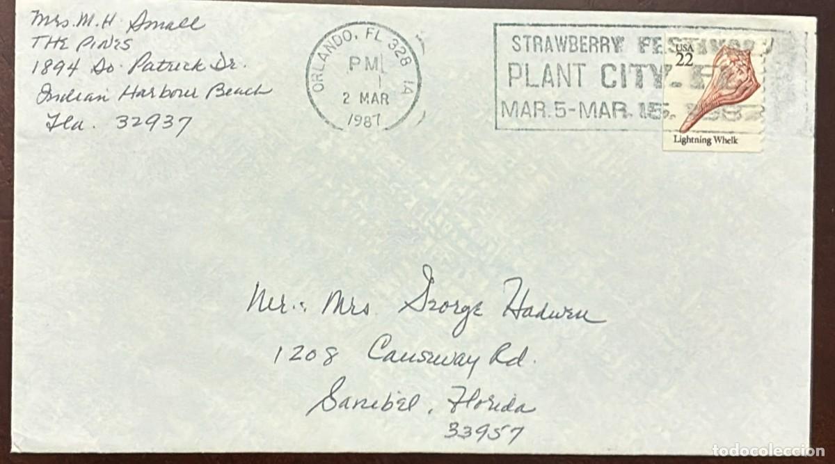 Timbres: MI) 1987 UNITED STATES, SLOGAN CANCELLATION, COVER SENT FROM INDIAN HARBOUR BEACH TO SANIBEL,WITH TH