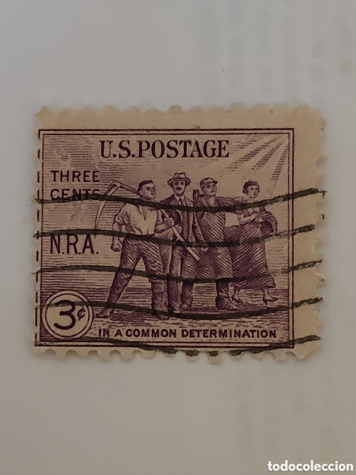 Francobolli: Sello de Estados Unidos representa a 4 figuras 1 obrero 1 granjero 1 profesional y una mujer 1933