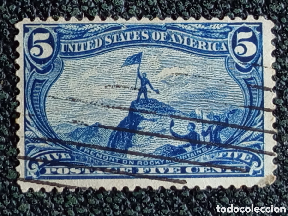 Francobolli: Sello EE.UU. 1898 Trans-Mississippi Exposici&oacute;n 5c Azul Usado (Cat&aacute;logo Scott #288 / Yvert #132)
