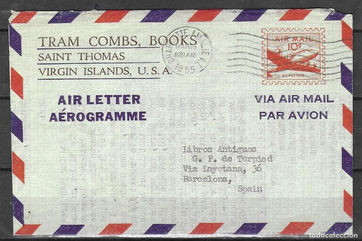 Sellos: A&eacute;rogramme USA &Icirc;les Vierges 1955 Saint Thomas vers Espagne - Po&egrave;te Beat Tram Combs