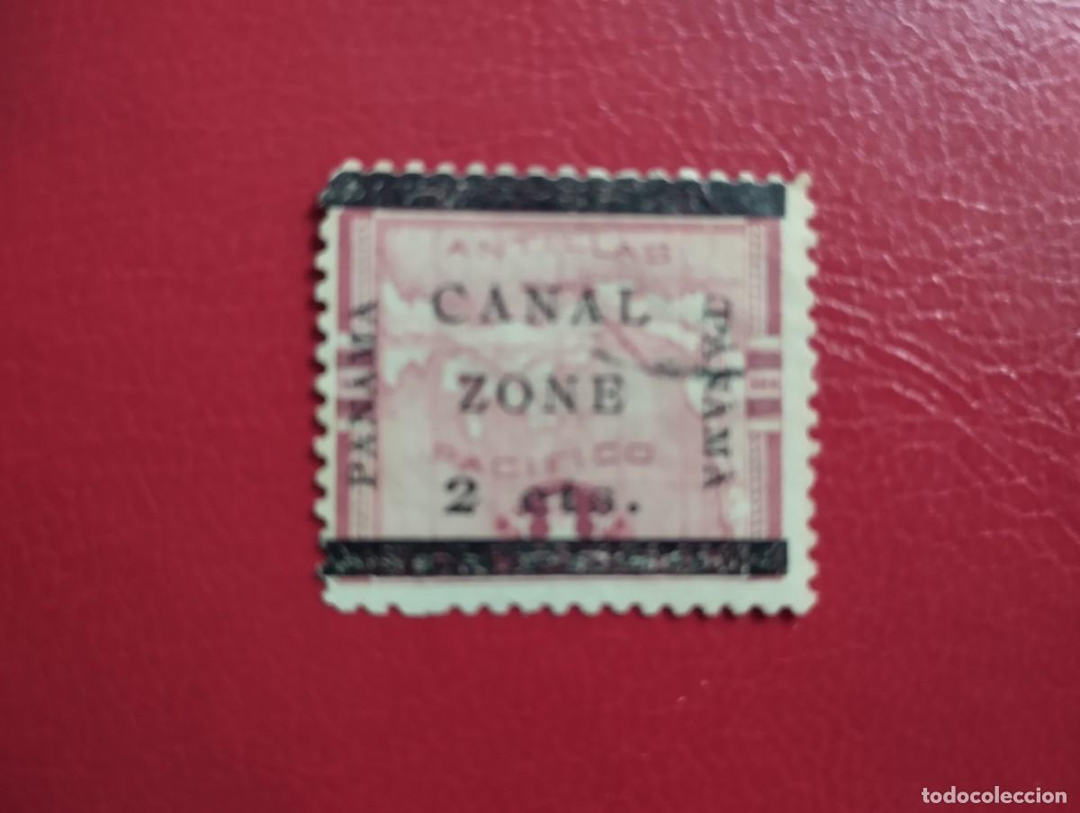 Sellos: ZONA DEL CANAL DE PANAM&Aacute;, A&Ntilde;O 1904, 1 PESO, SOBRECARGA 2 CENTS., CARMIN, SCOTT#14 USADO