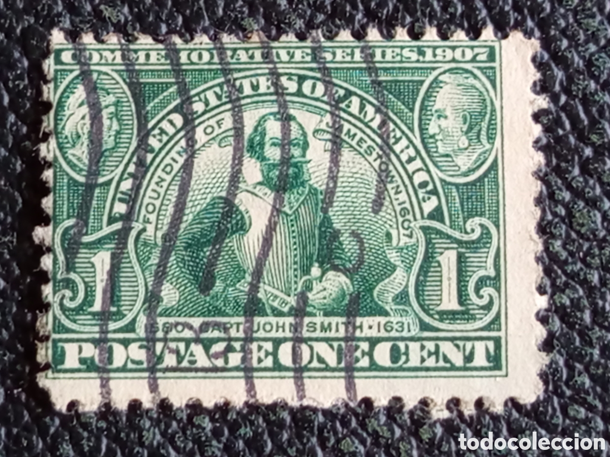 Sellos: Sello USA 1907 Jamestown Exposition 1 Cent Capt John Smith Scott 328