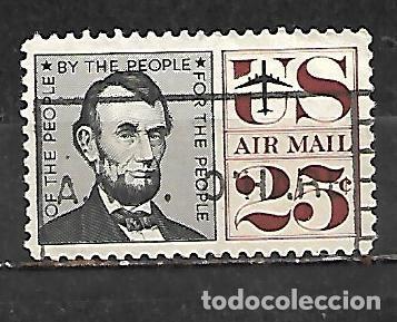 Sellos: 1960: Correo a&eacute;reo 25 cts, Abraham Lincoln, 1809 - 1865 (usado)