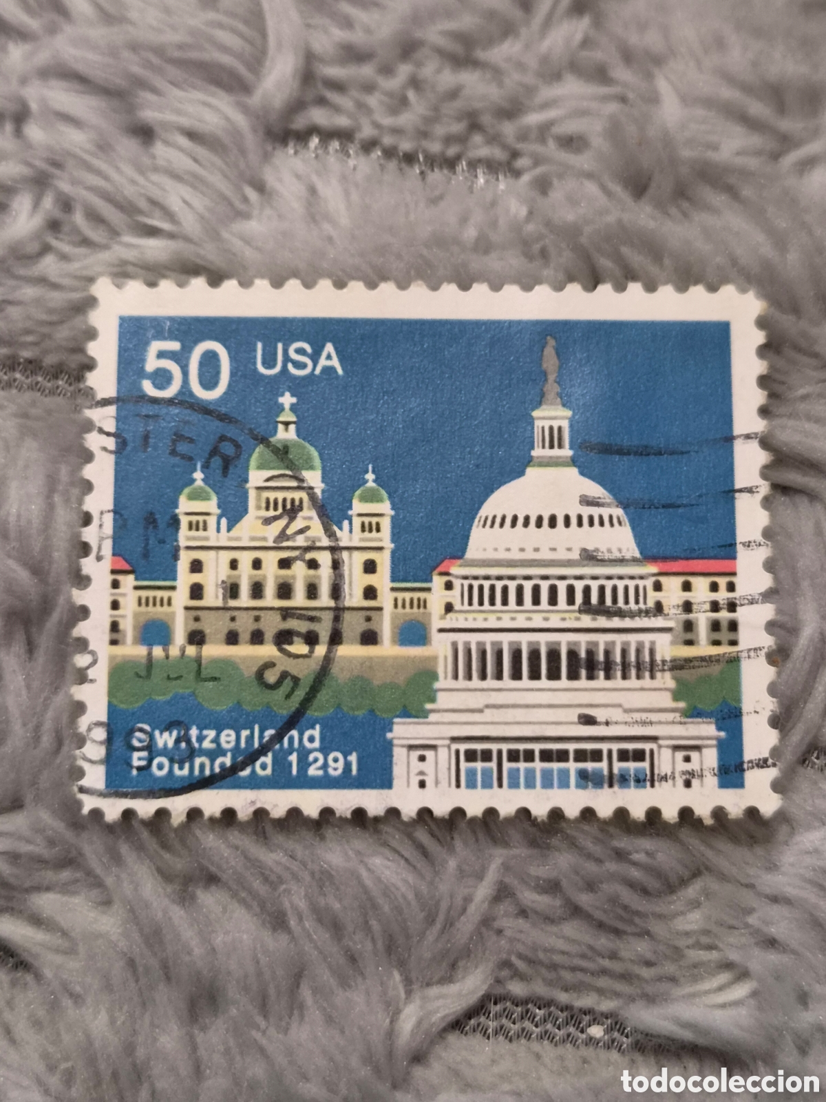Sellos: Sello Postal USA 1991 - Conmemoraci&oacute;n 700 A&ntilde;os de Suiza (50c)