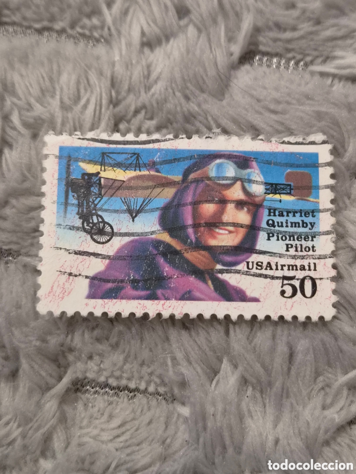 Sellos: Sello Postal USA 1991 - Correo A&eacute;reo Harriet Quimby (50c)
