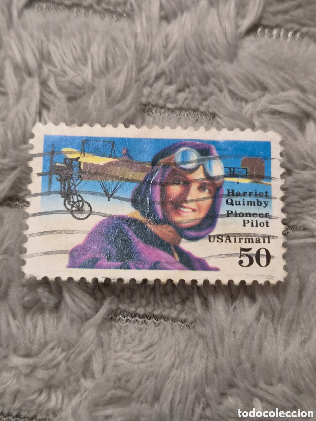 Sellos: Sello Postal USA 1991 - Correo A&eacute;reo Harriet Quimby (50c)