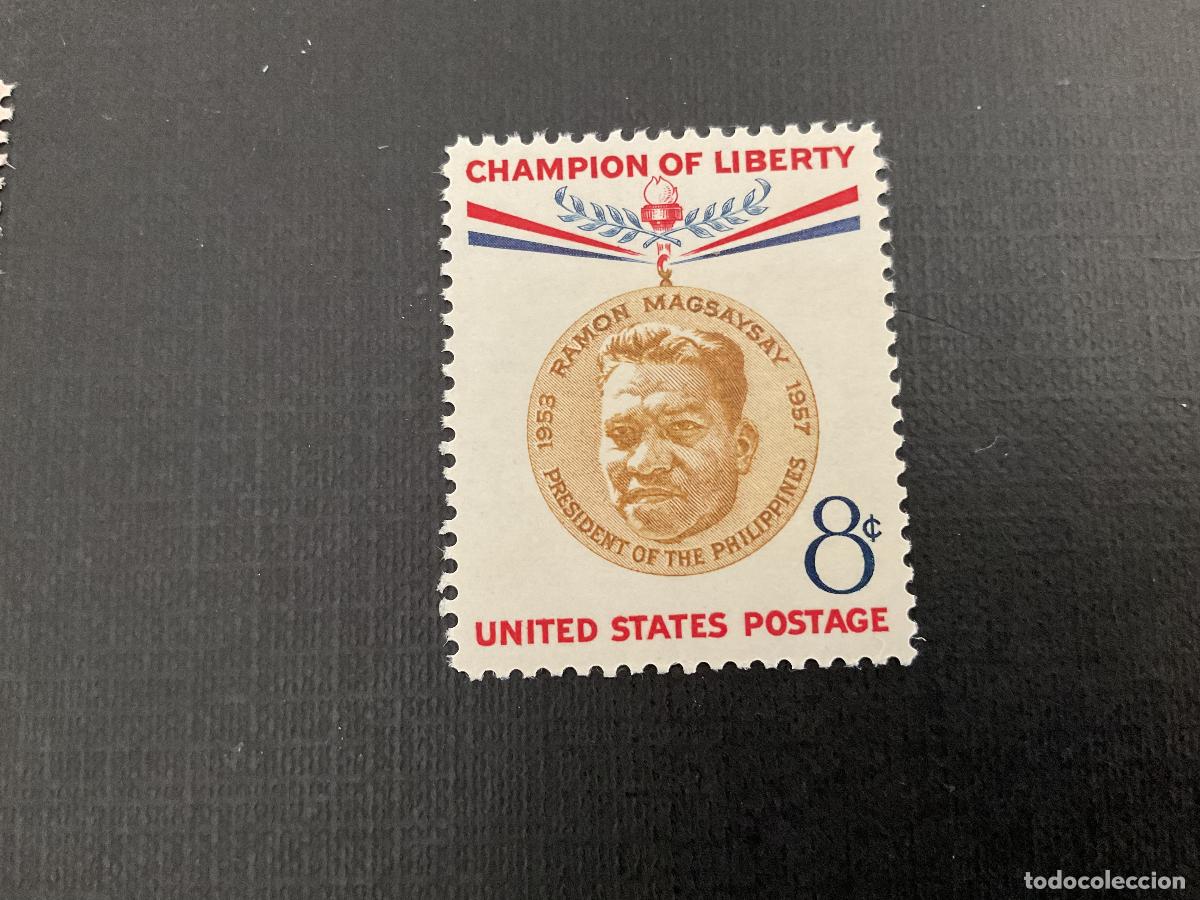 Sellos: ESTADOS UNIDOS N&ordm; YVERT 634*** A&Ntilde;O 1957. CAMPEON DE LA LIBERTAD. RAMON MAGSAYSAY