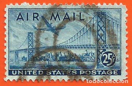Sellos: Estados Unidos. 1947. Scott # C36. Puente de Oakland y Avion