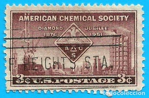 Sellos: Estados Unidos. 1951. Scott # 1002. Sociedad Americana de Quimica