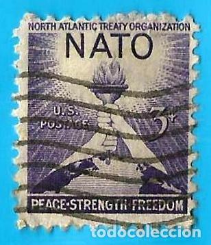 Sellos: Estados Unidos. 1952. Scott # 1008. NATO. OTAN. Antorcha de la Libertad