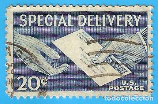 Sellos: Estados Unidos. 1954. Scott # E20. Entrega Especial. Sobre y Manos
