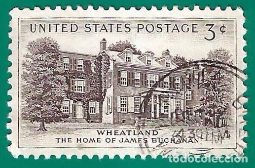 Sellos: Estados Unidos. 1955. Scott # 1081. Casa del Presidente James Buchanan