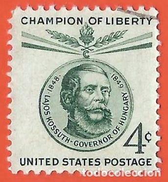 Sellos: Estados Unidos. 1958. Scott # 1117. Campeones de la Libertad. Lajos Kossuth. Hungria