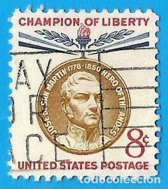 Sellos: Estados Unidos. 1959. Scott # 1126. Campeones de la Libertad. Jose de San Martin