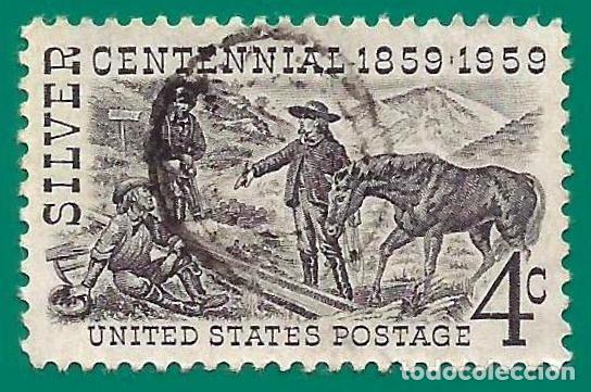Sellos: Estados Unidos. 1959. Scott # 1130. Centenario del descubrimiento de plata en Nevada