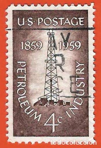 Sellos: Estados Unidos. 1959. Scott # 1134. Industria petrolifera. Platafoma de extraccion