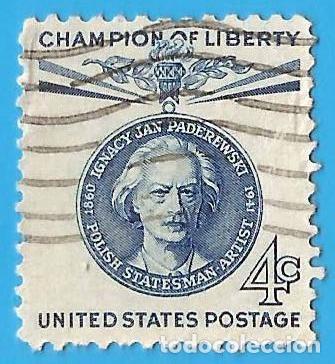 Sellos: Estados Unidos. 1960. Scott # 1159. Campeones de la Libertad. Ignacy Jan Pederewski. Polonia