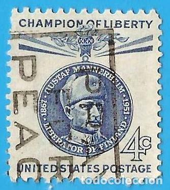 Sellos: Estados Unidos. 1960. Scott # 1165. Campeones de la Libertad. Gustaf Emil Mannerheim. Finlandia