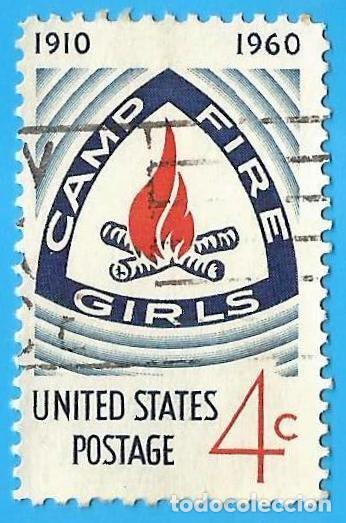 Sellos: Estados Unidos. 1960. Scott # 1167. Fuego de Campamento. Movimiento de Chicas