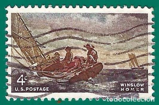 Sellos: Estados Unidos. 1962. Scott # 1207. Barco a Vela, pintura de Winslow Homer
